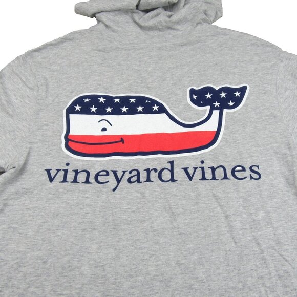 Vineyard Vines Graphic USA Hoodie Men's Size Medium Grey Heather Long Sleeve NEW - Picture 1 of 13